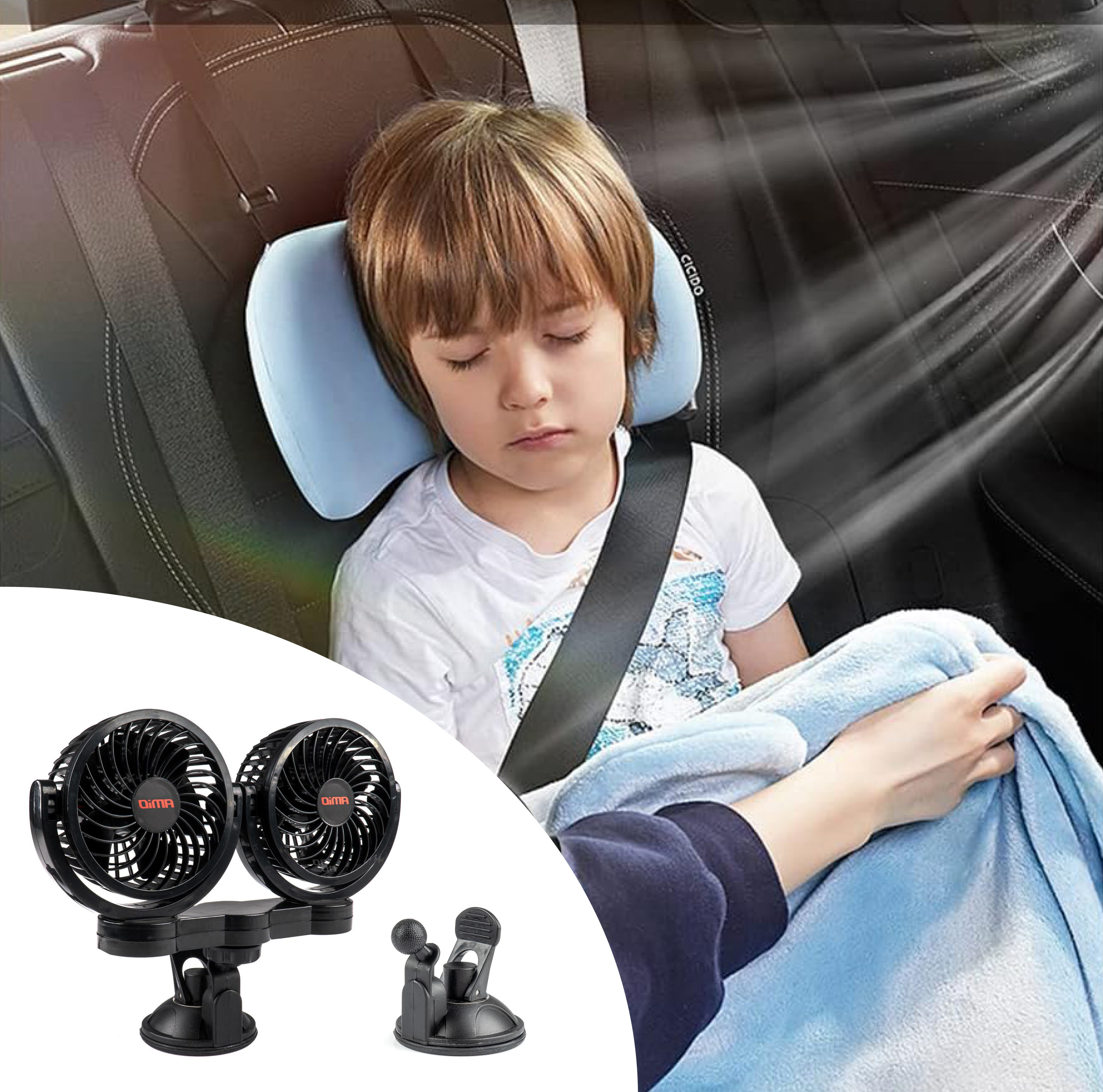 praktični dvostruki 12V ventilator za automobile